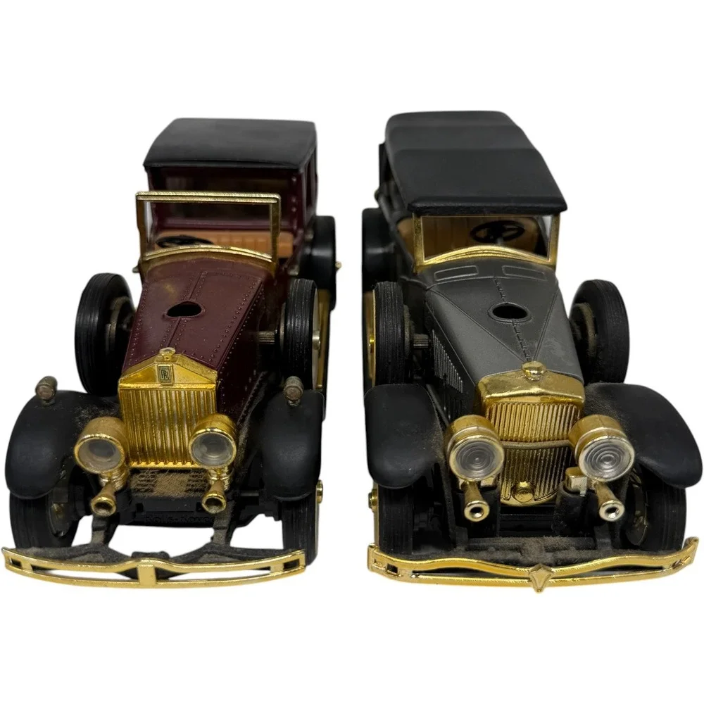 Vintage Rolls-Royce Silver Ghost and 1930 Sedan Model Car Set Decorative Fair